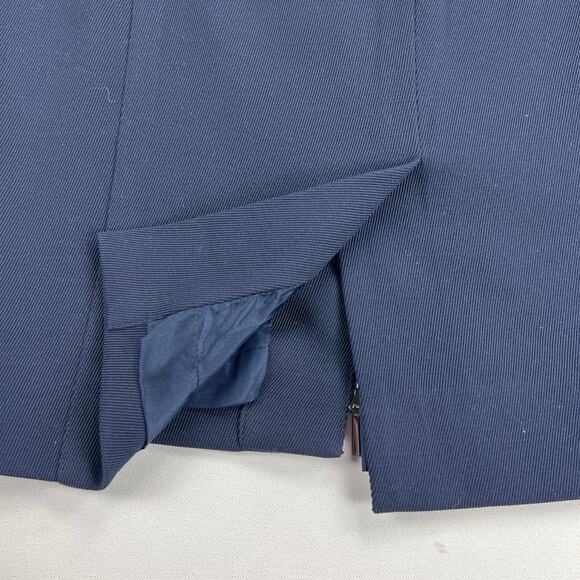 Carlisle Navy Blue Zip Front Career Skirt Leather Waistband Size 16 - Picture 10 of 12
